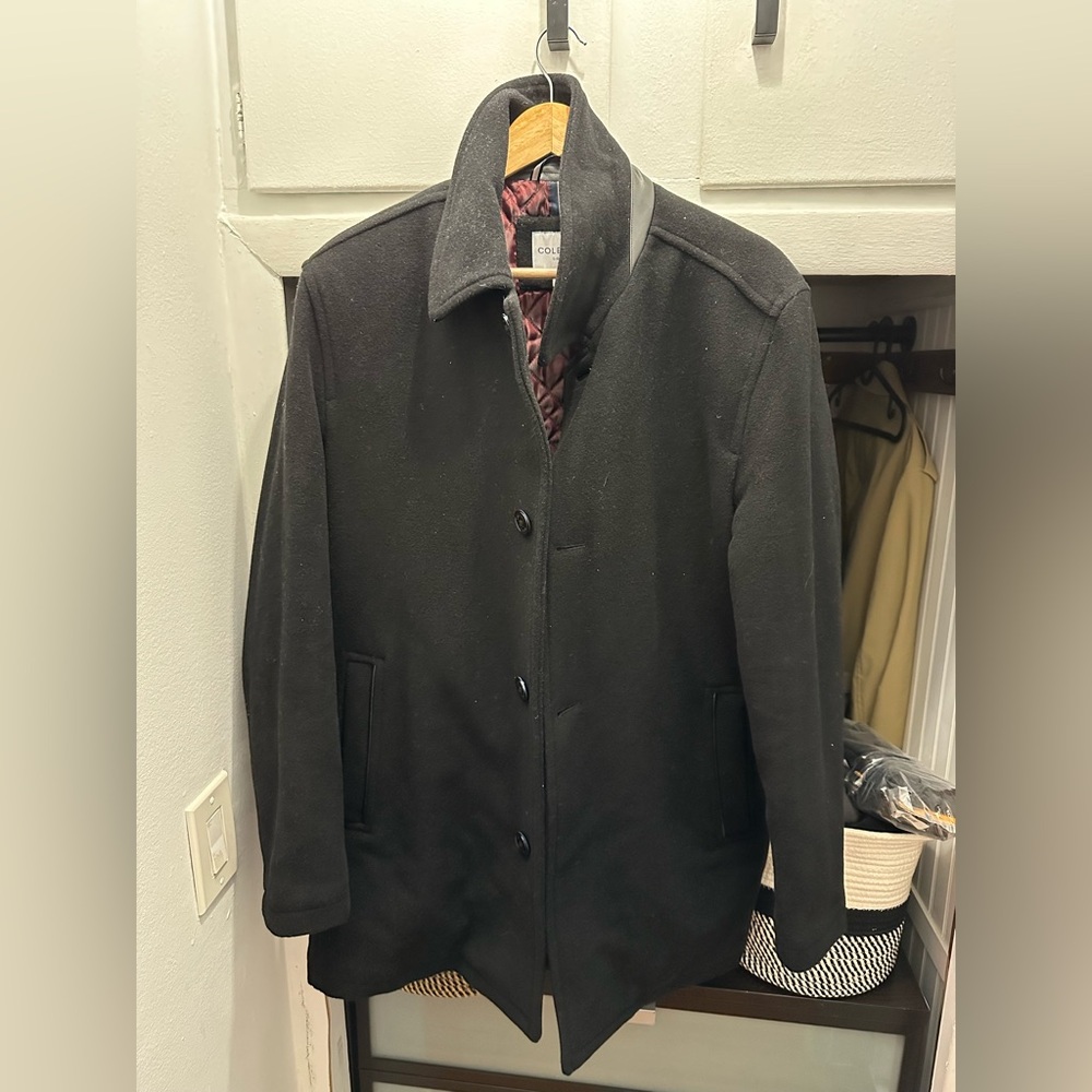 Cole Haan black wool topcoat
